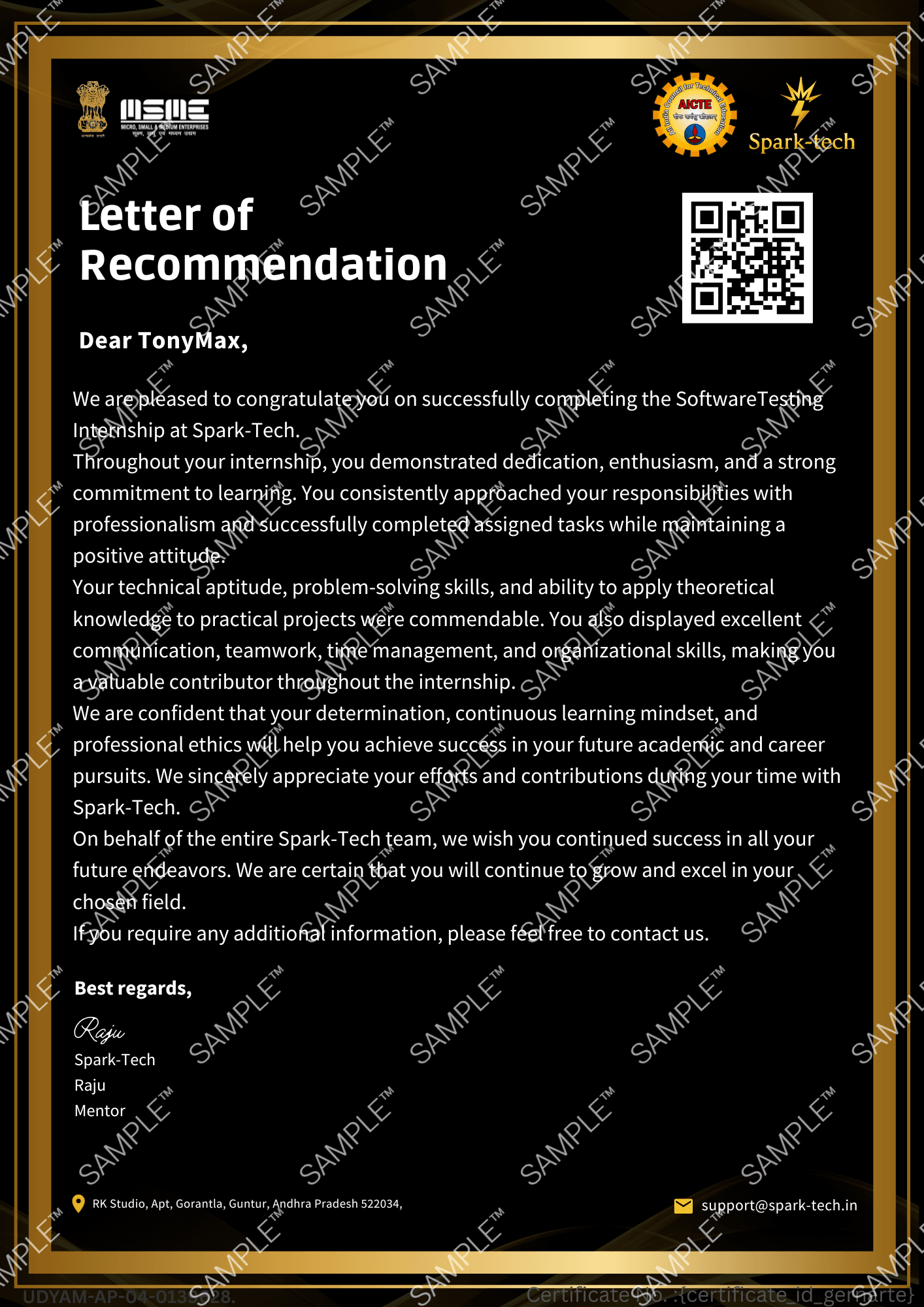 Letter of Recommendation